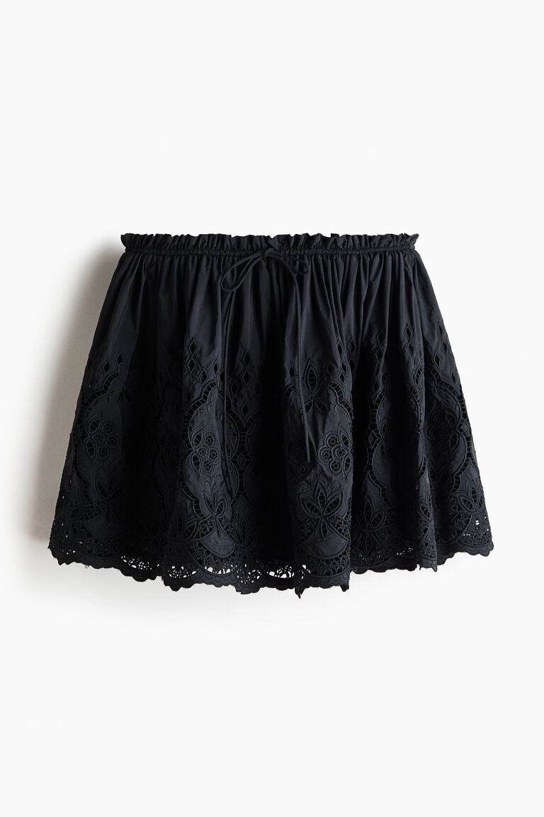 Broderie-anglaise drawstring skirt