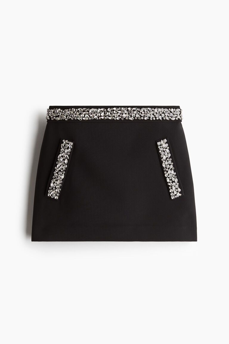 Rhinestone-embellished mini skirt