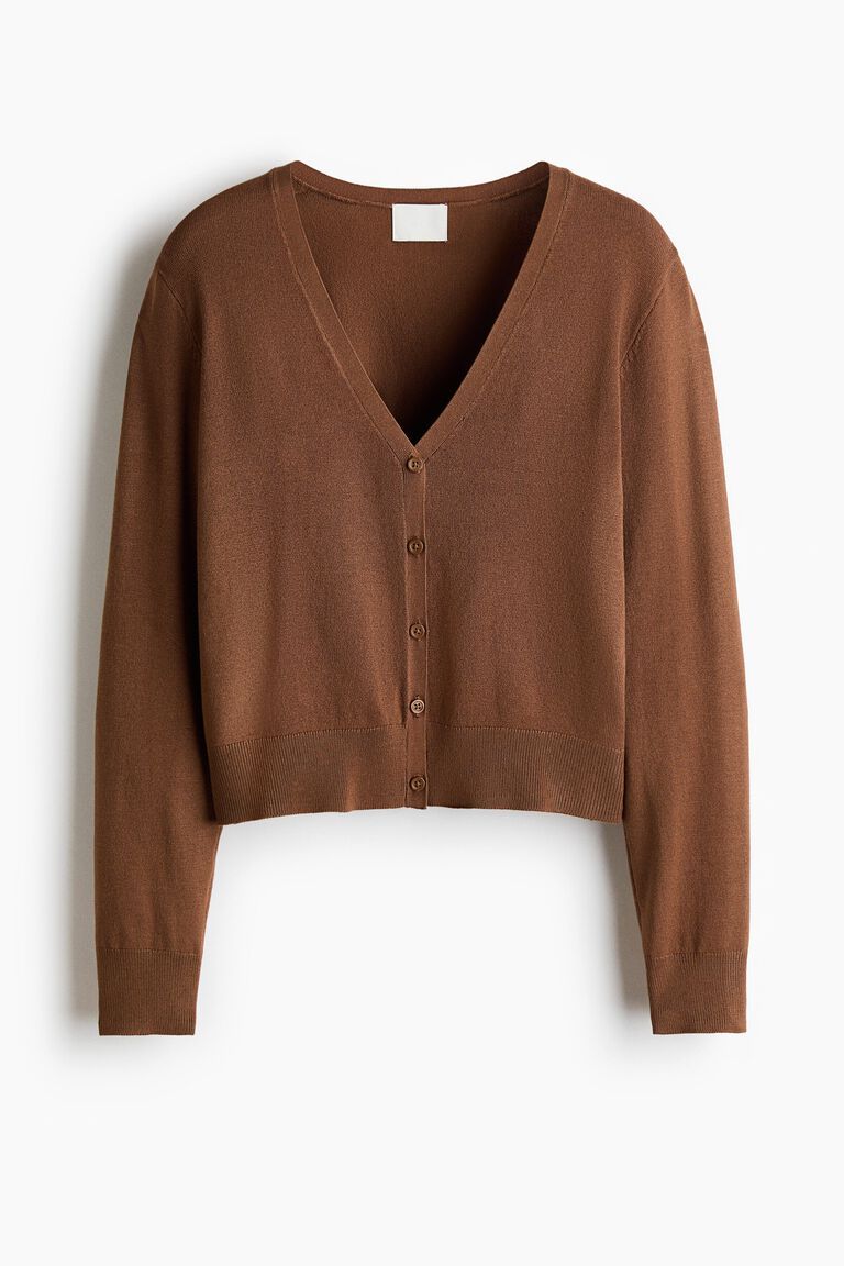 Fine-knit V-neck cardigan