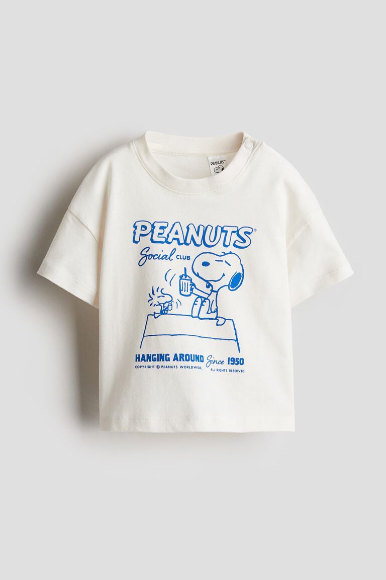 Print-motif cotton T-shirt