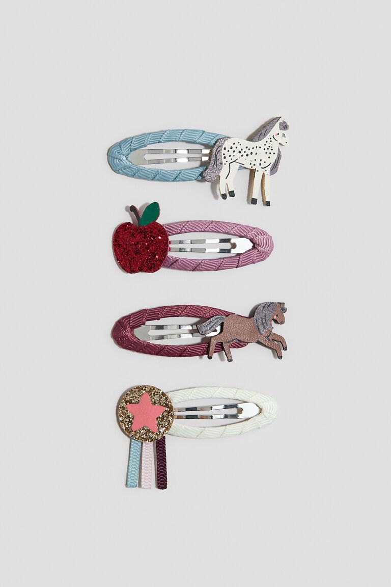4-pack appliquéd hair clips