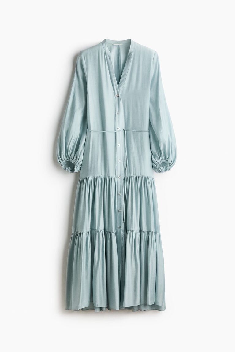Tiered-skirt shirt dress
