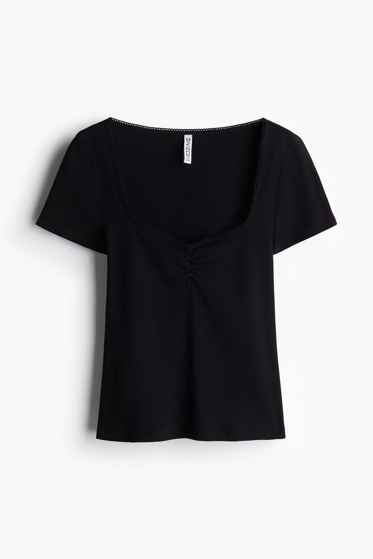 Picot-trimmed T-shirt