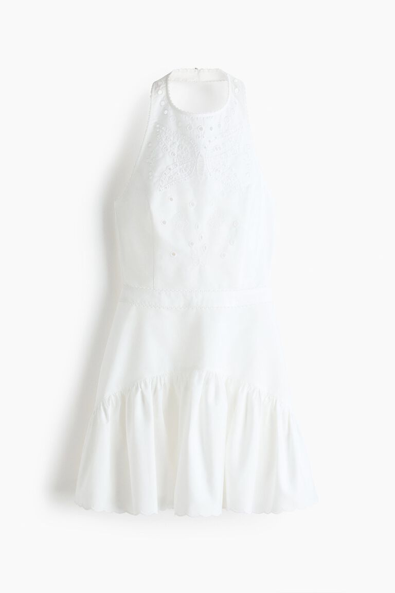 Broderie anglaise halterneck dress