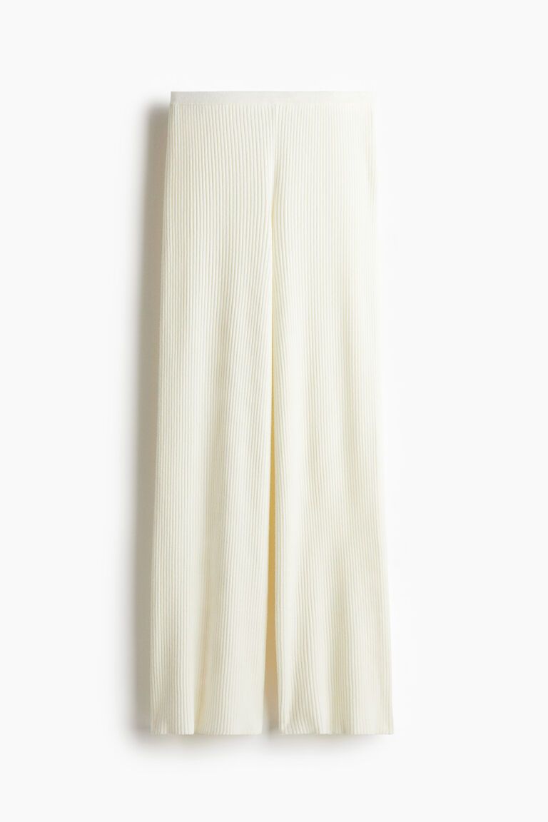 Rib-knit trousers