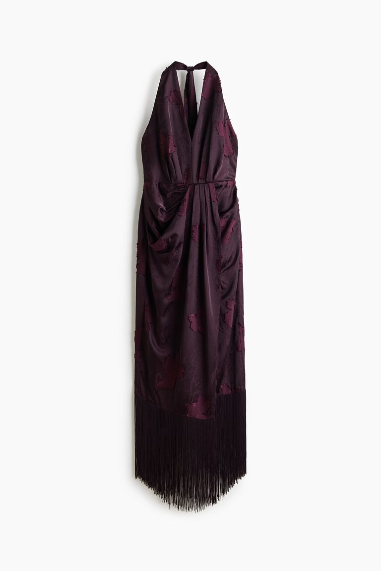 Fringed jacquard-weave dress