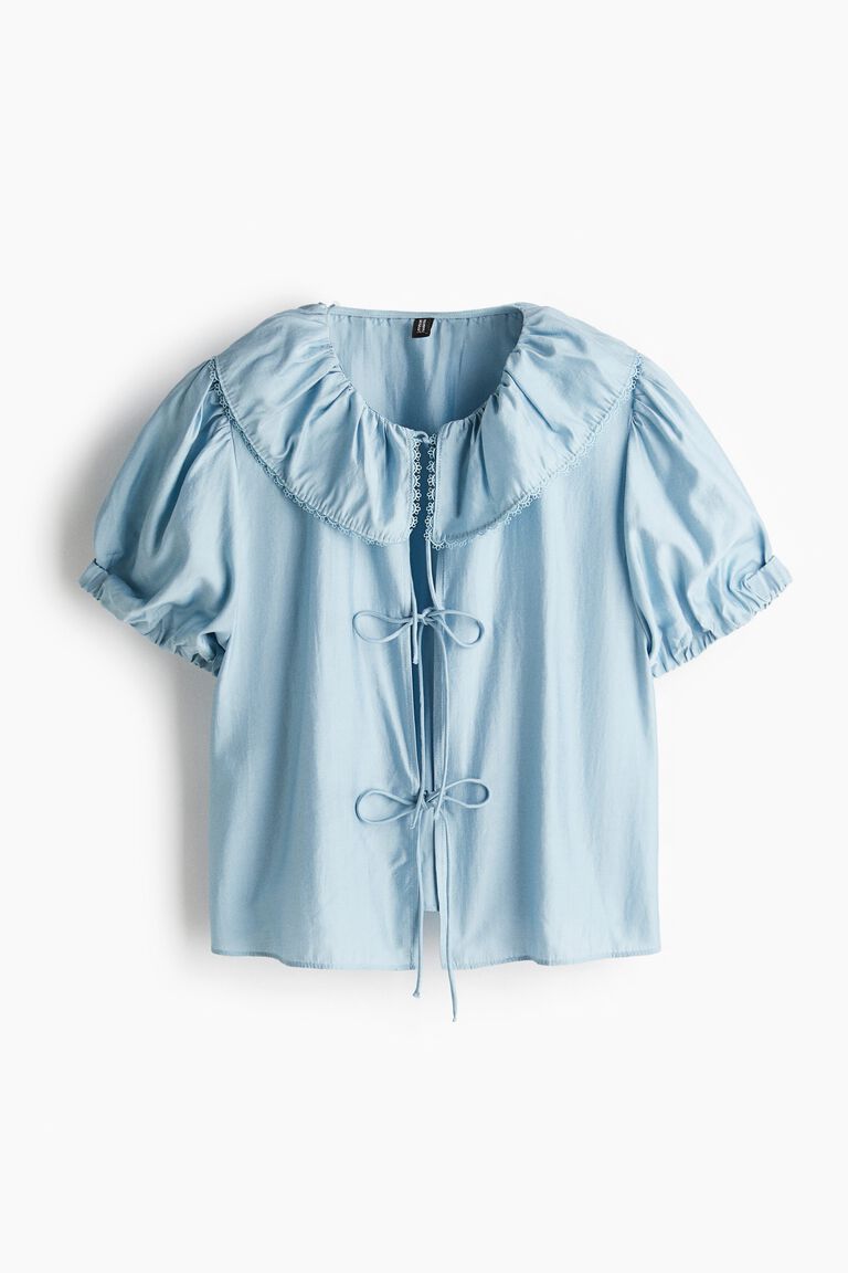Tie-front blouse