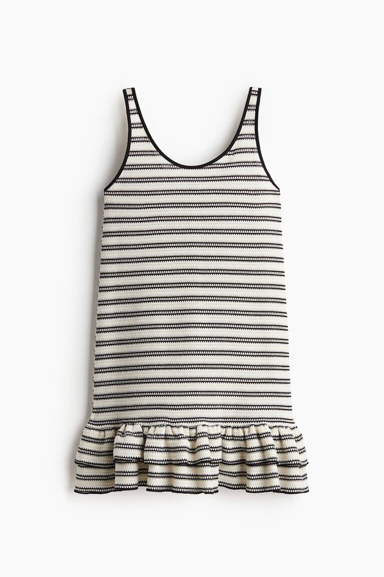 Flounce-trimmed knitted dress