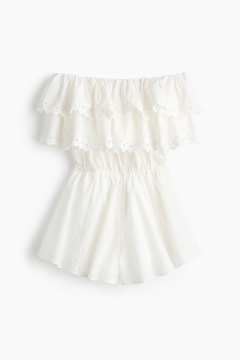 Broderie anglaise off-the-shoulder playsuit
