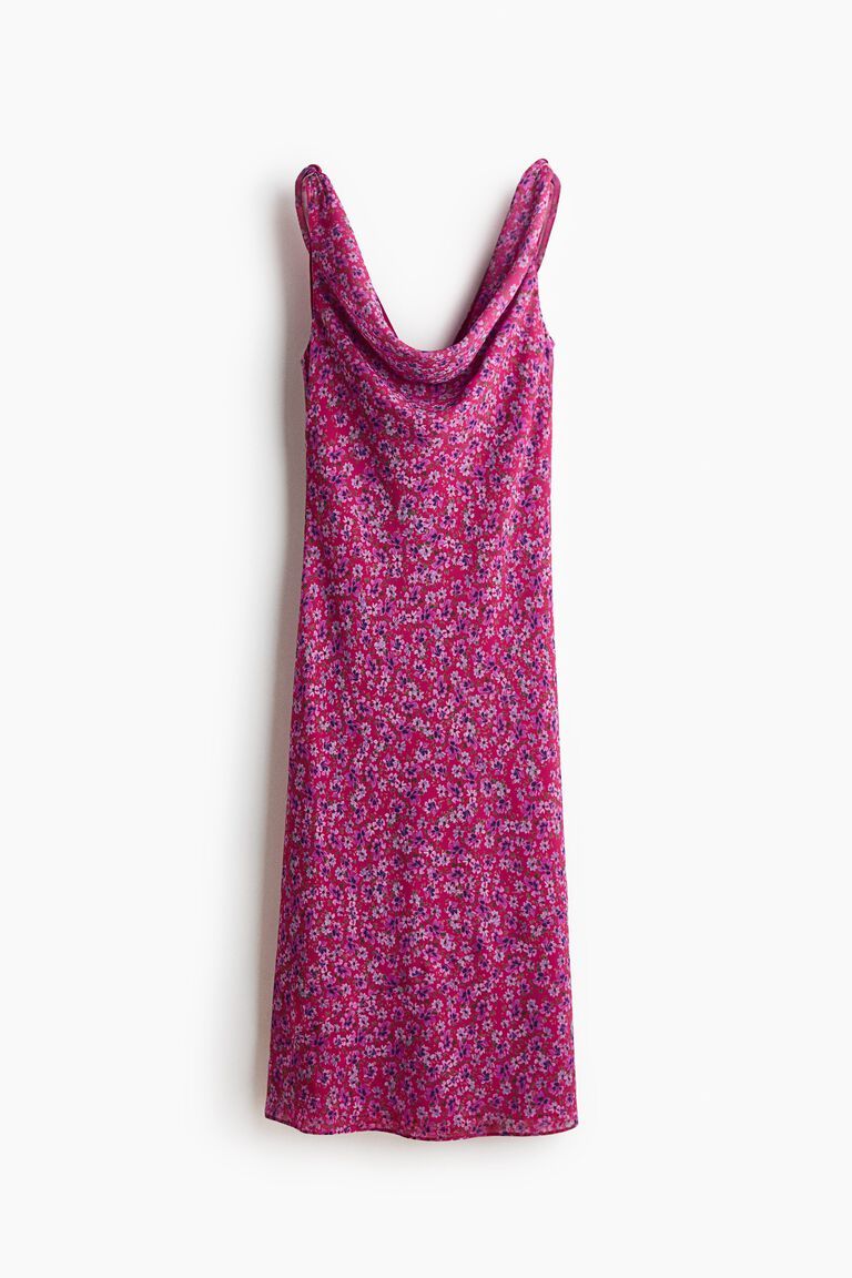 Cowl-neck tie-strap dress