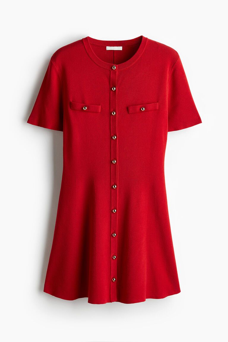 Button-front knitted dress