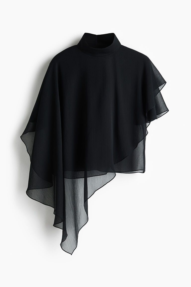 Cape-detail chiffon blouse