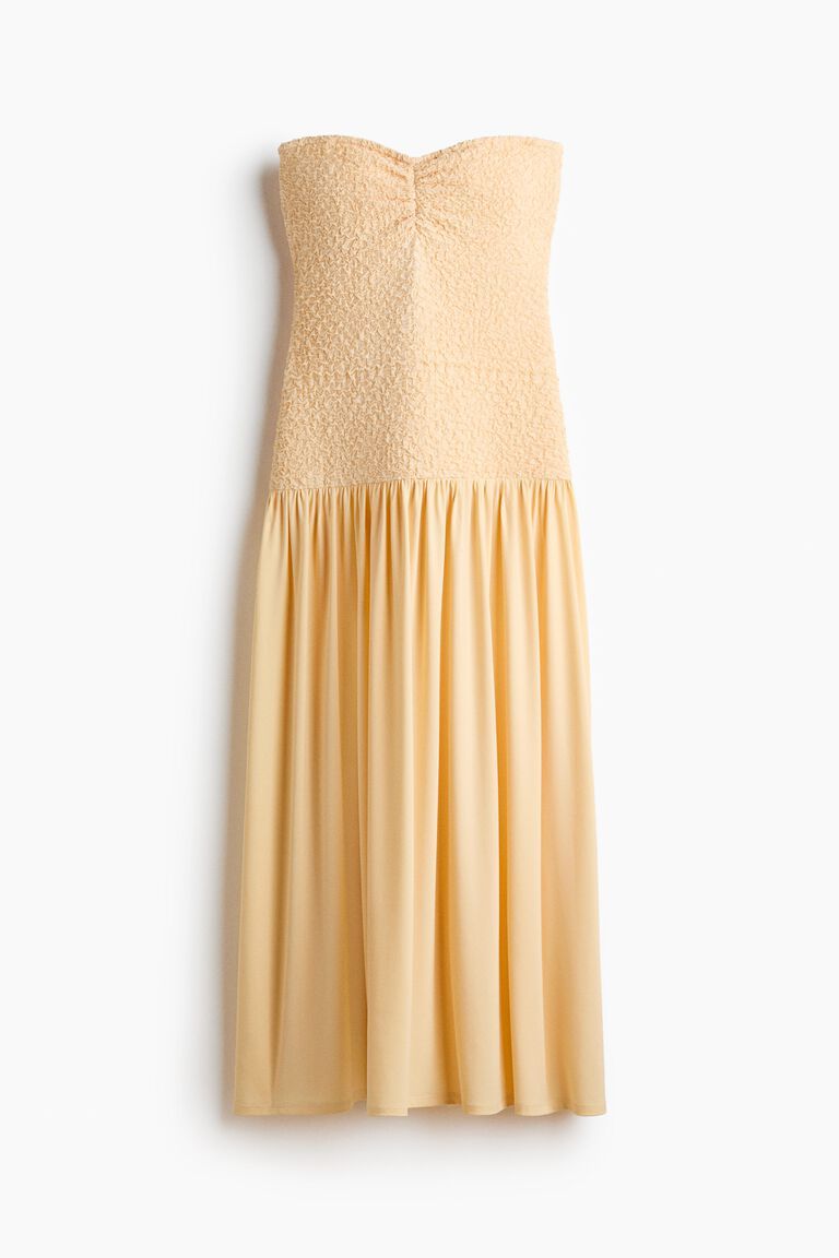 Smocked-bodice bandeau dress