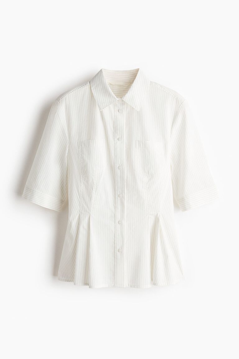 Short-sleeved waisted shirt