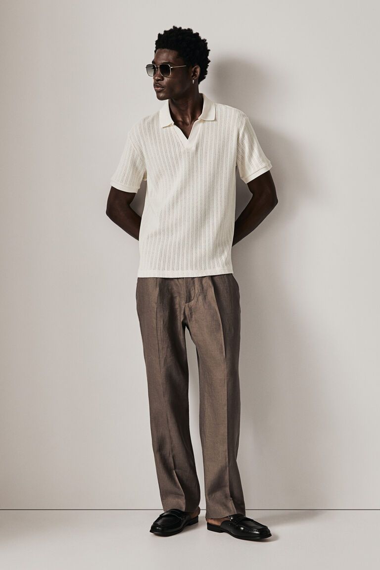 Regular Fit Hole-patterned polo shirt
