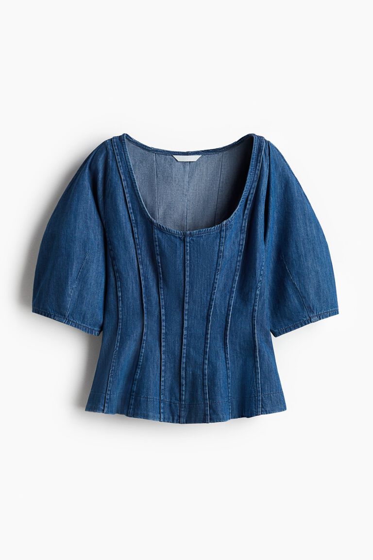 Denim peplum blouse