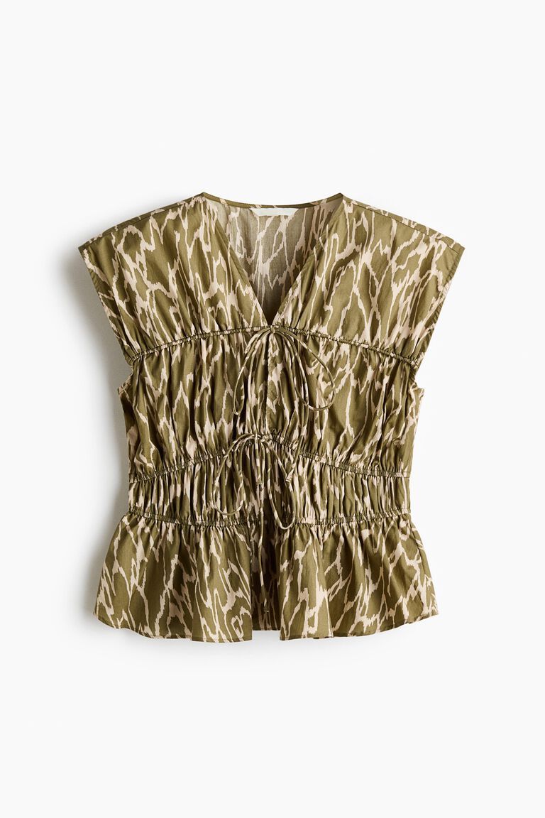 Drawstring poplin blouse