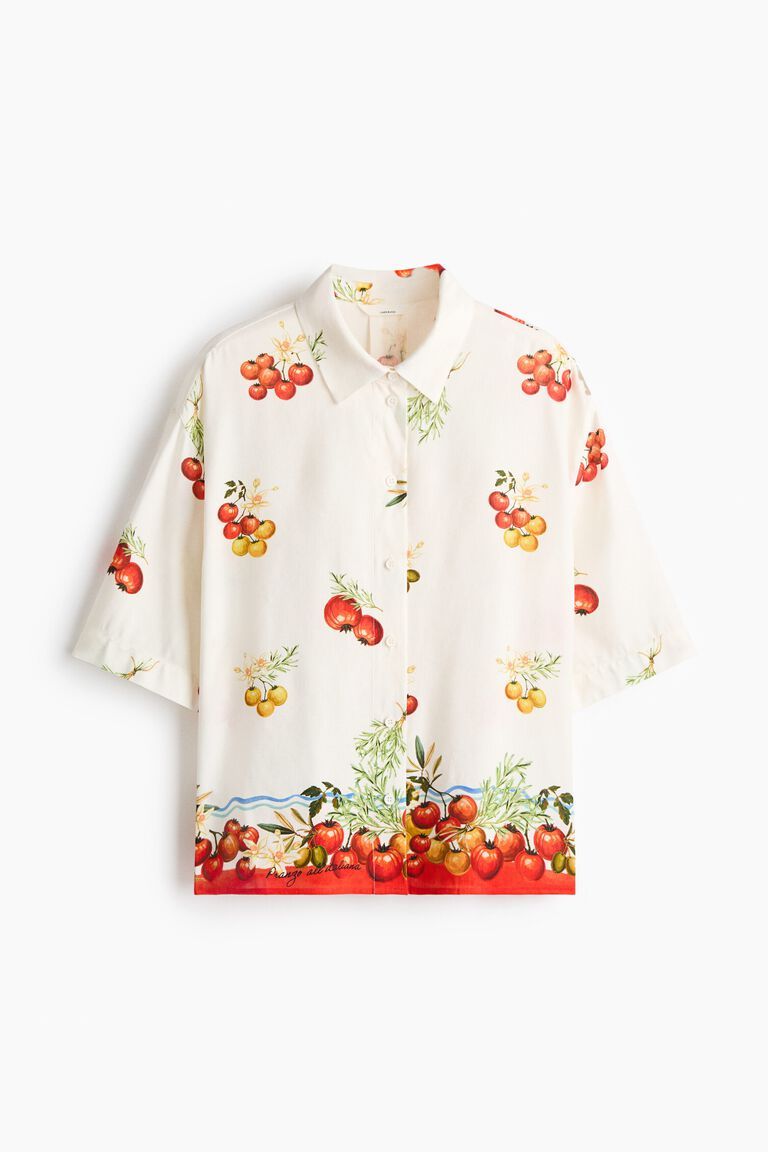 Oversized linen-blend shirt