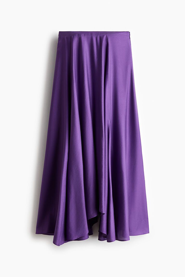 Flared viscose-blend skirt