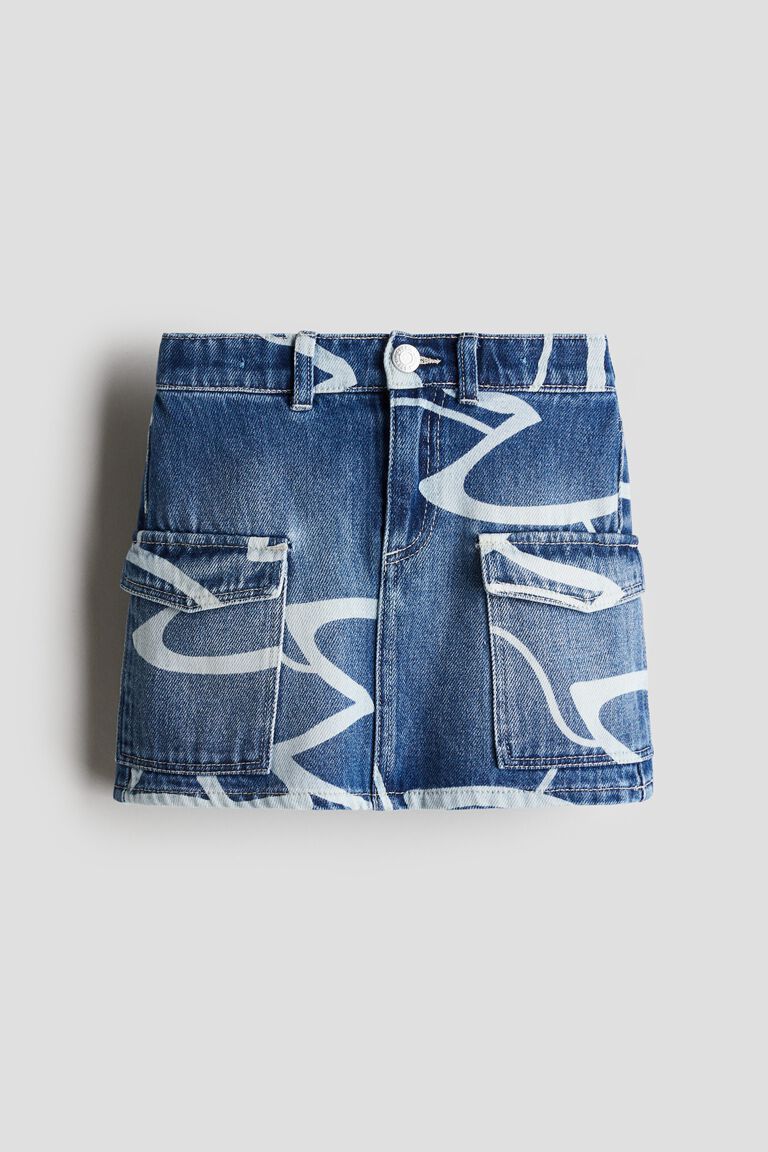 Cargo denim skirt