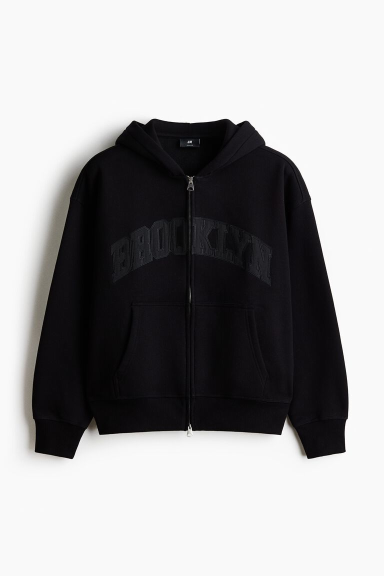 Oversized Fit Printed zip-through hoodie