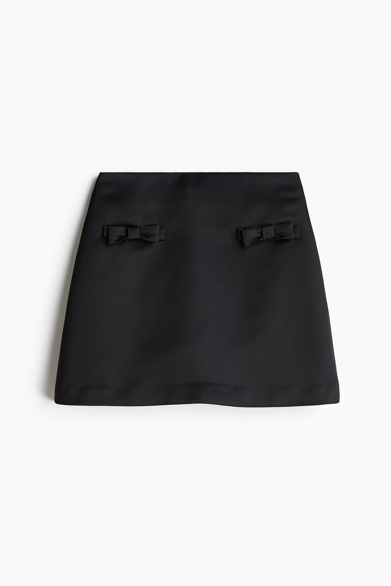 Bow-detail satin mini skirt
