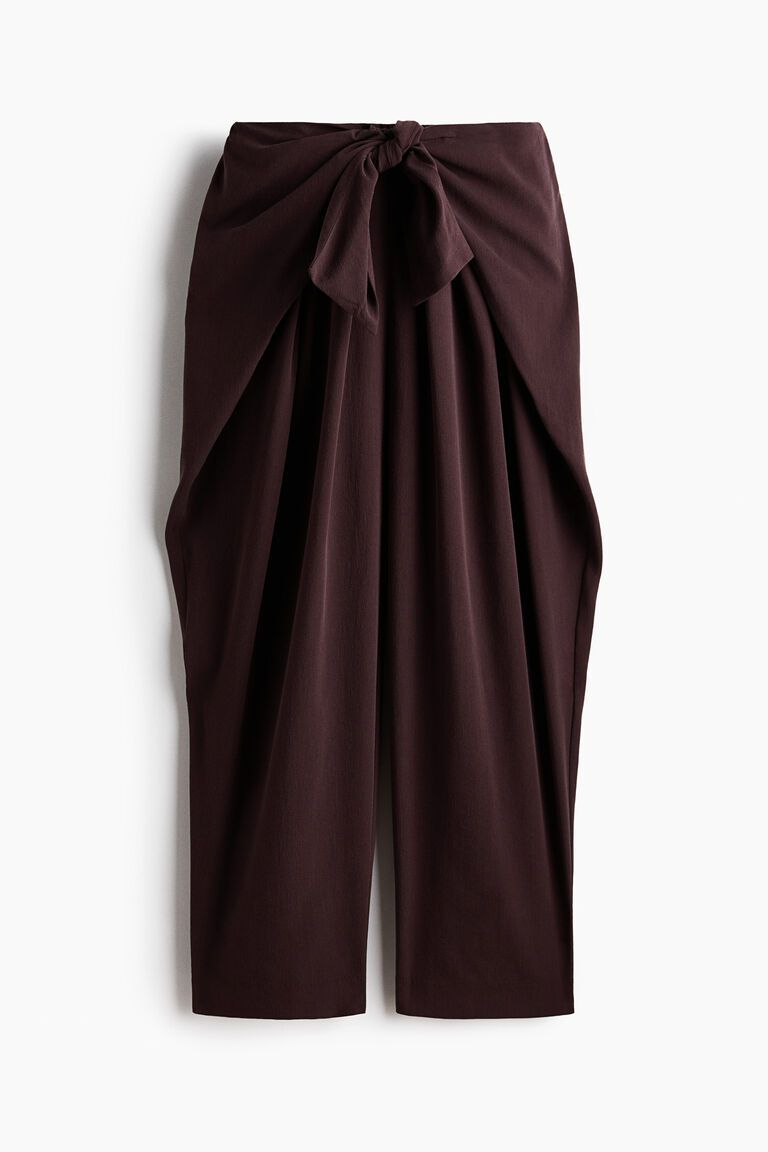Tie-detail barrel trousers