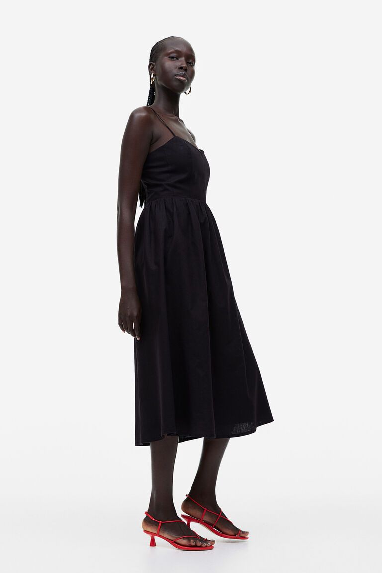 Linen-blend dress