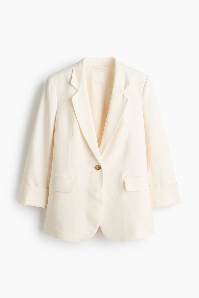Linen-blend blazer