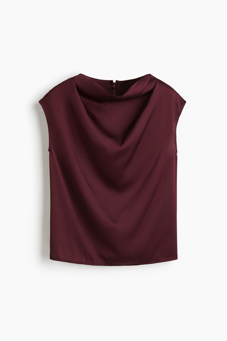Cap-sleeved satin blouse