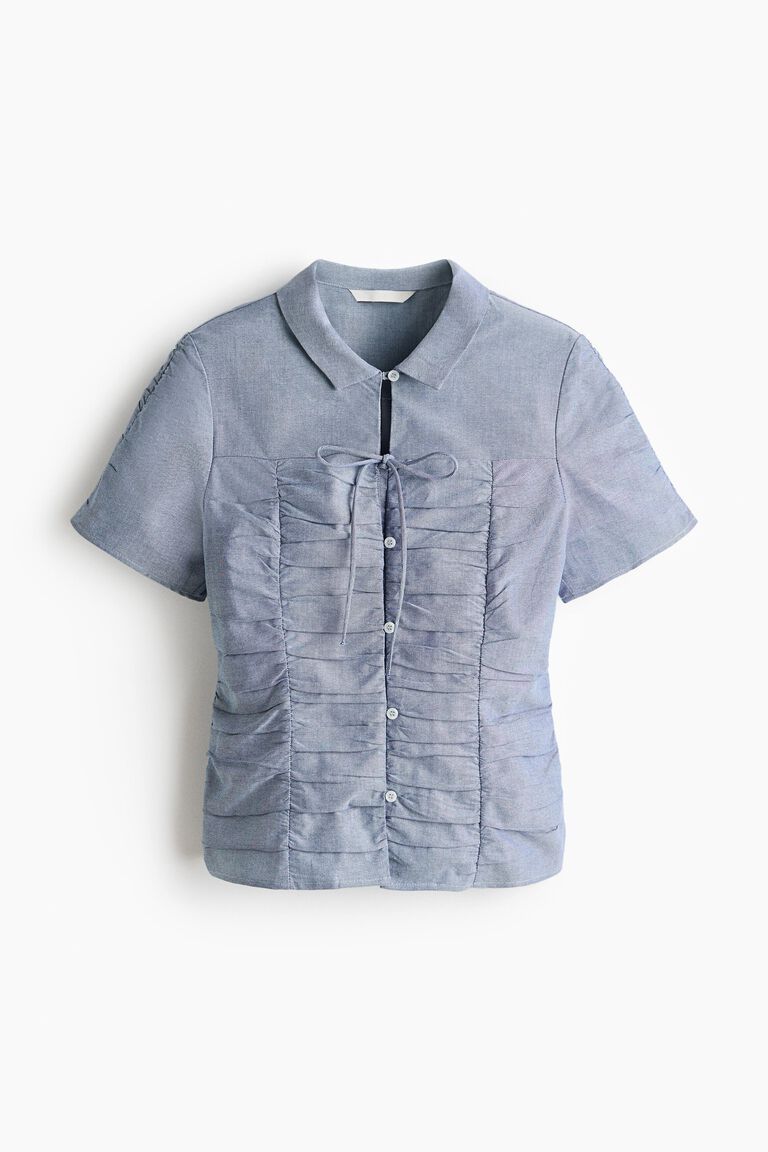 Ruched cotton shirt