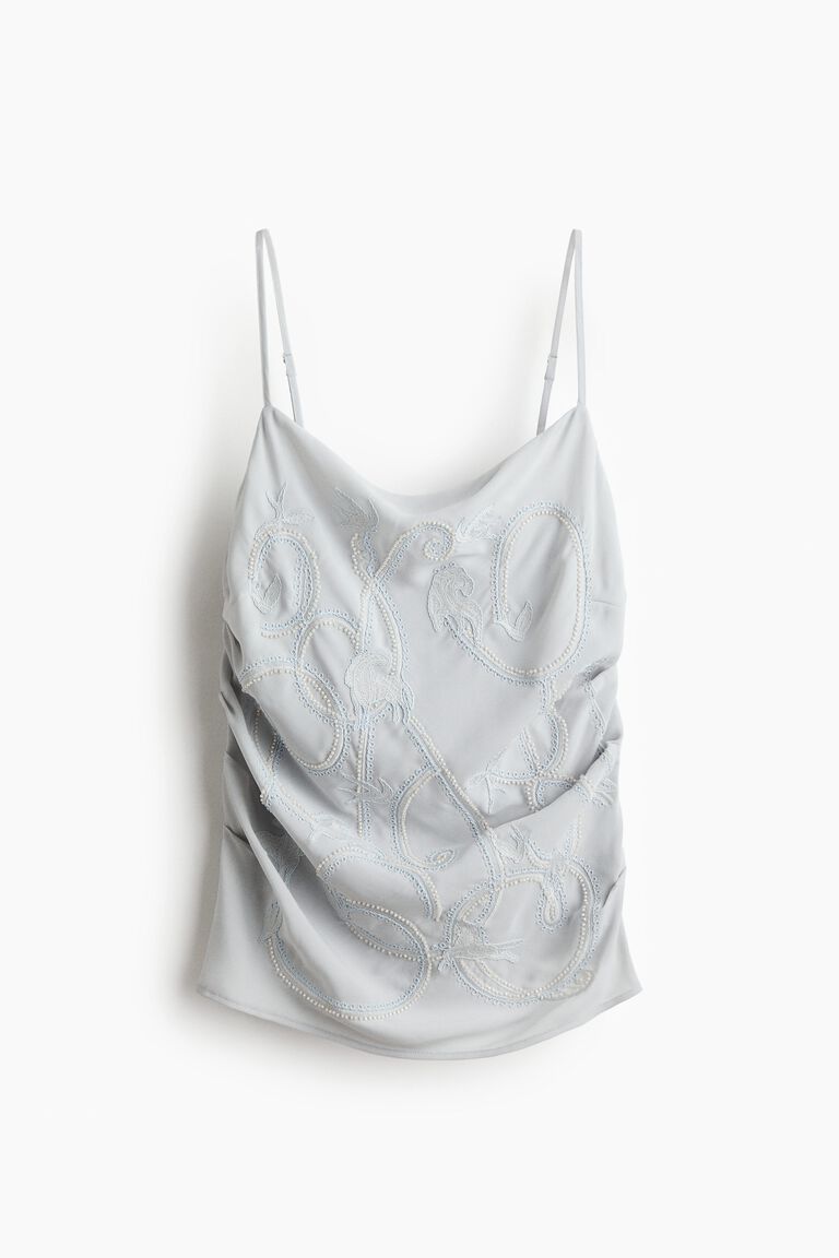Bead-embroidered strappy top