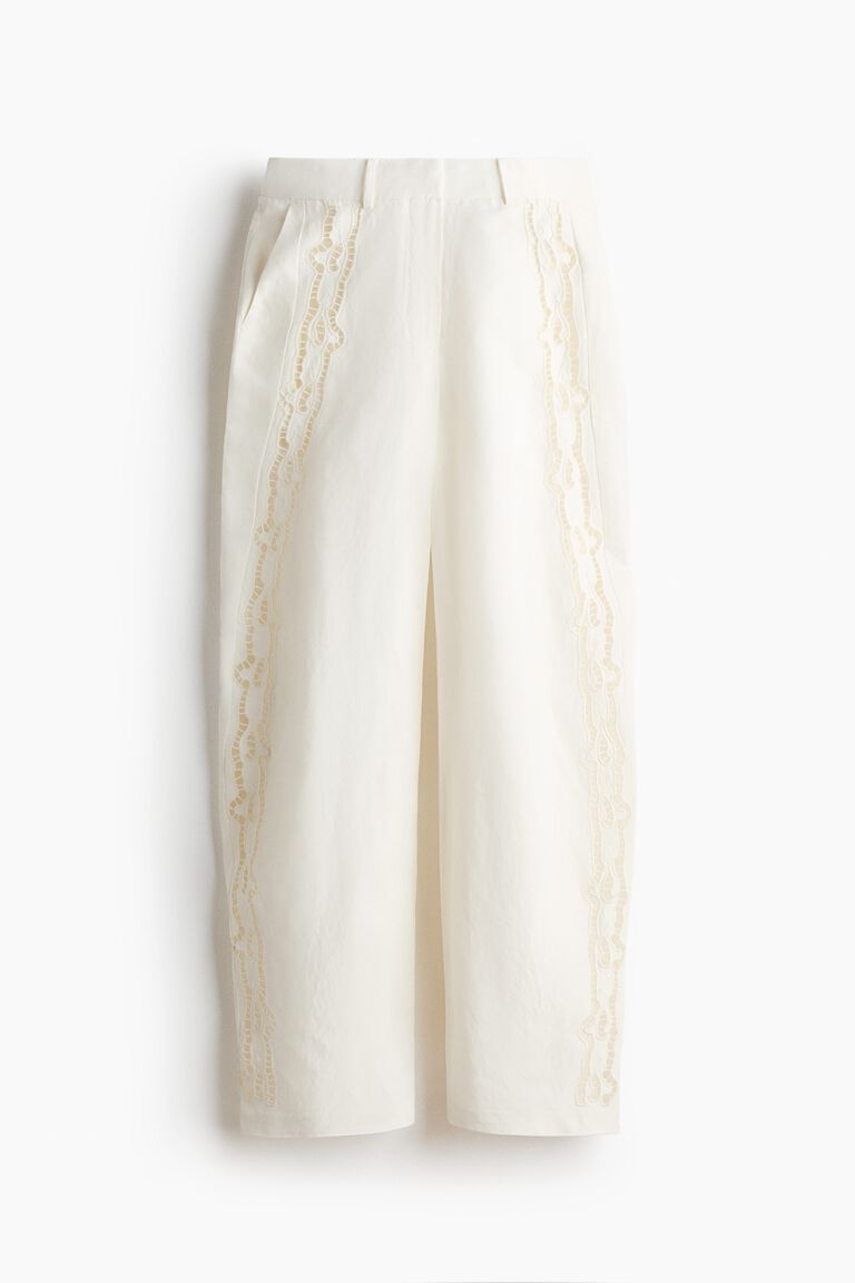 Linen-blend barrel trousers