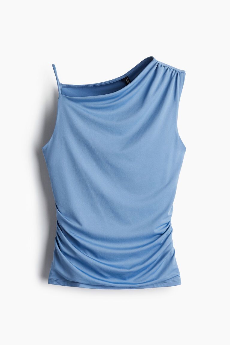 Gathered asymmetric vest top