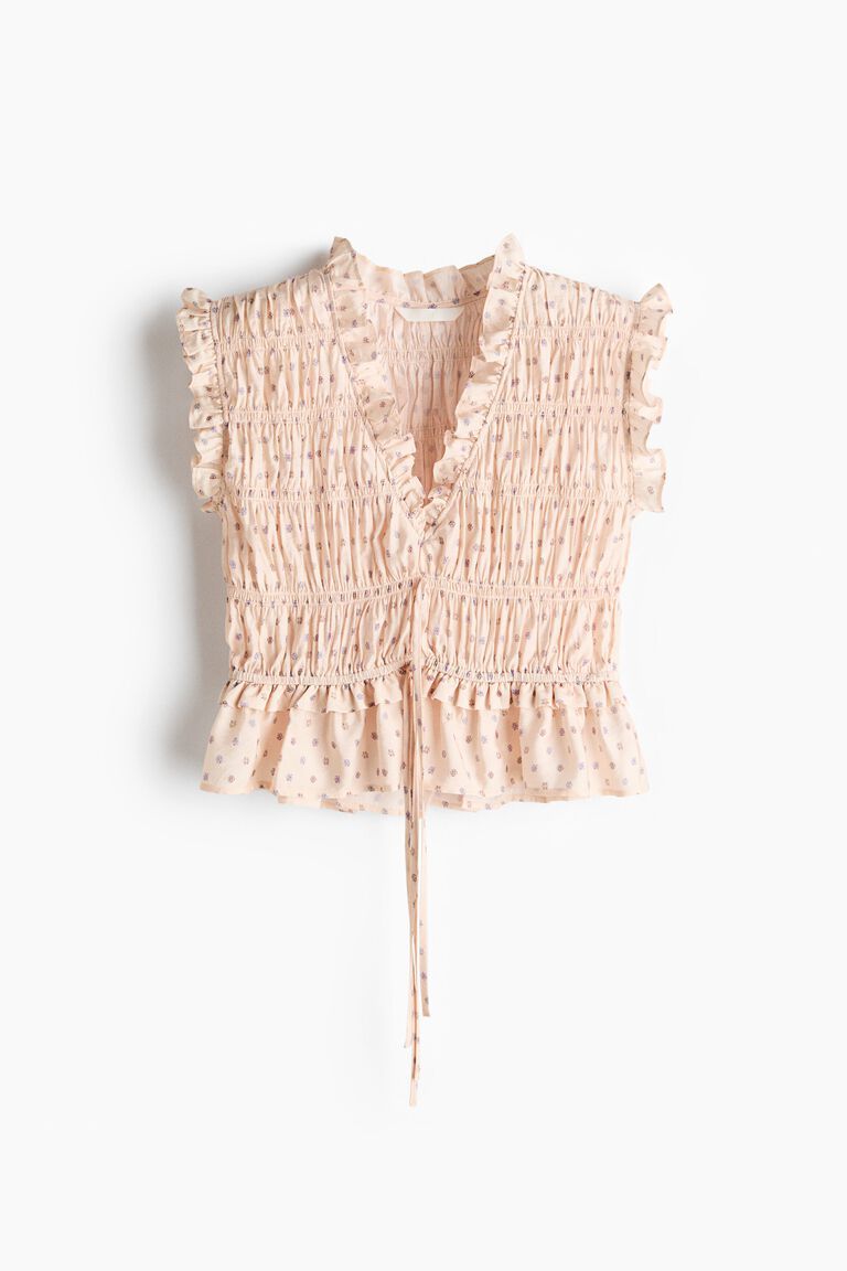Sleeveless smocked blouse
