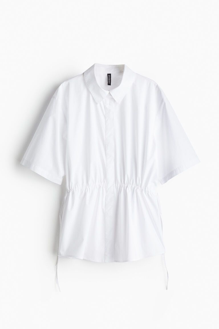 Drawstring-detail cotton shirt