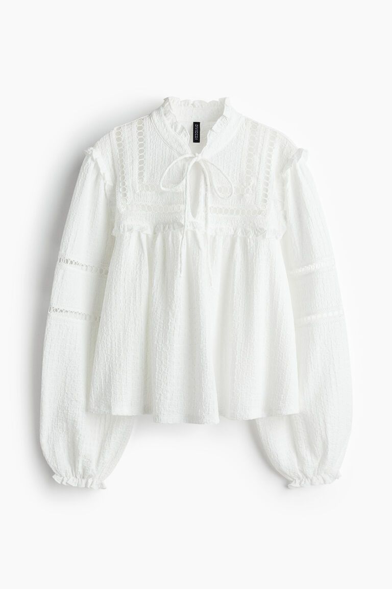 Oversized frill-trimmed blouse