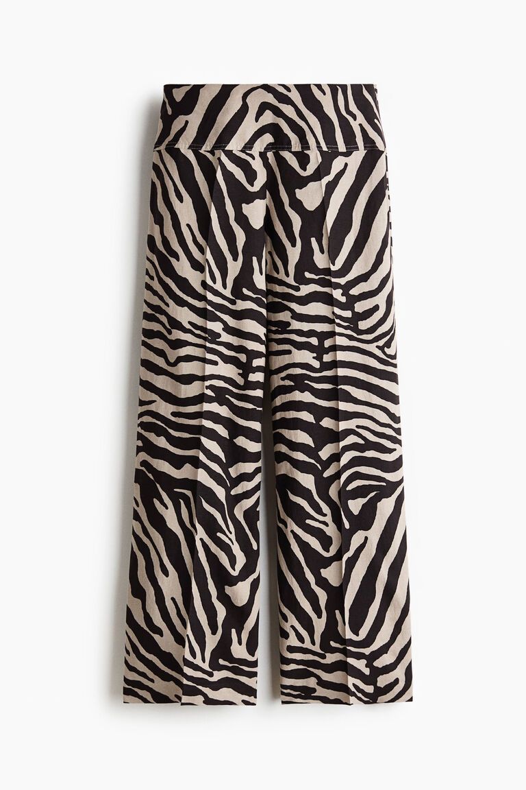 Flared linen-blend trousers