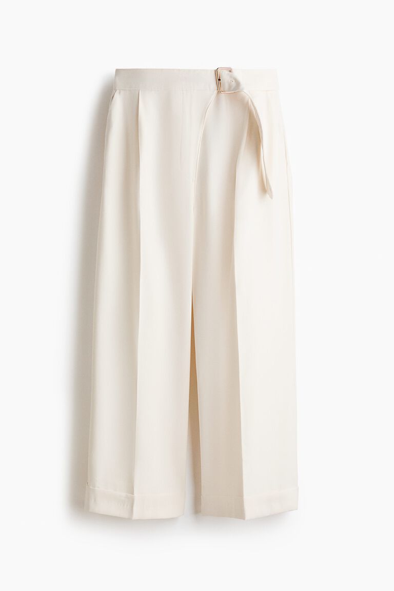 Straight belted trousers