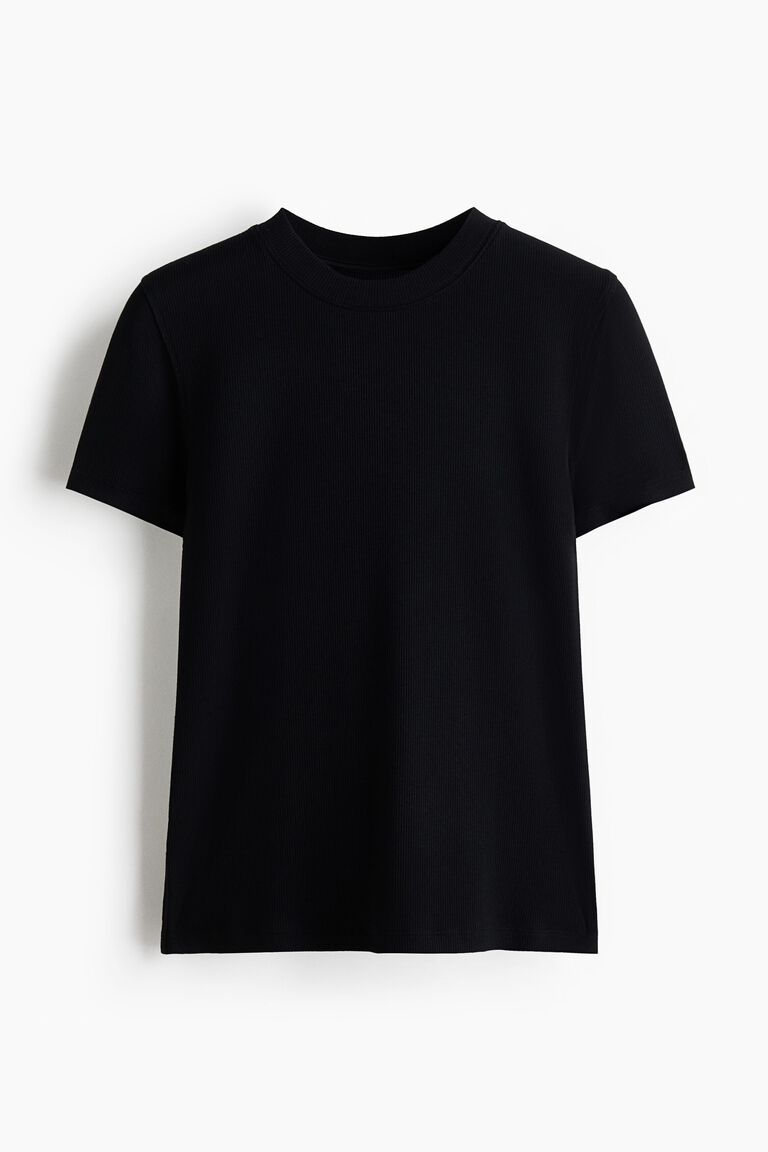 Ribbed viscose T-shirt