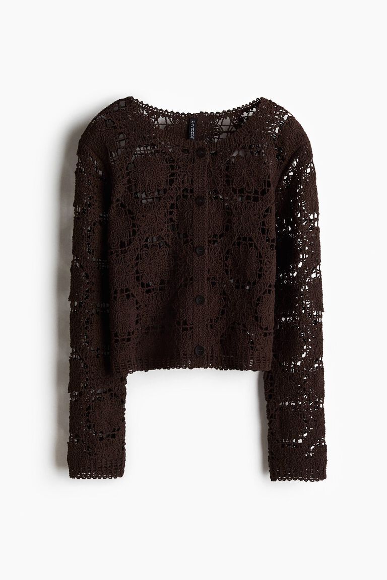 Crochet-look cardigan