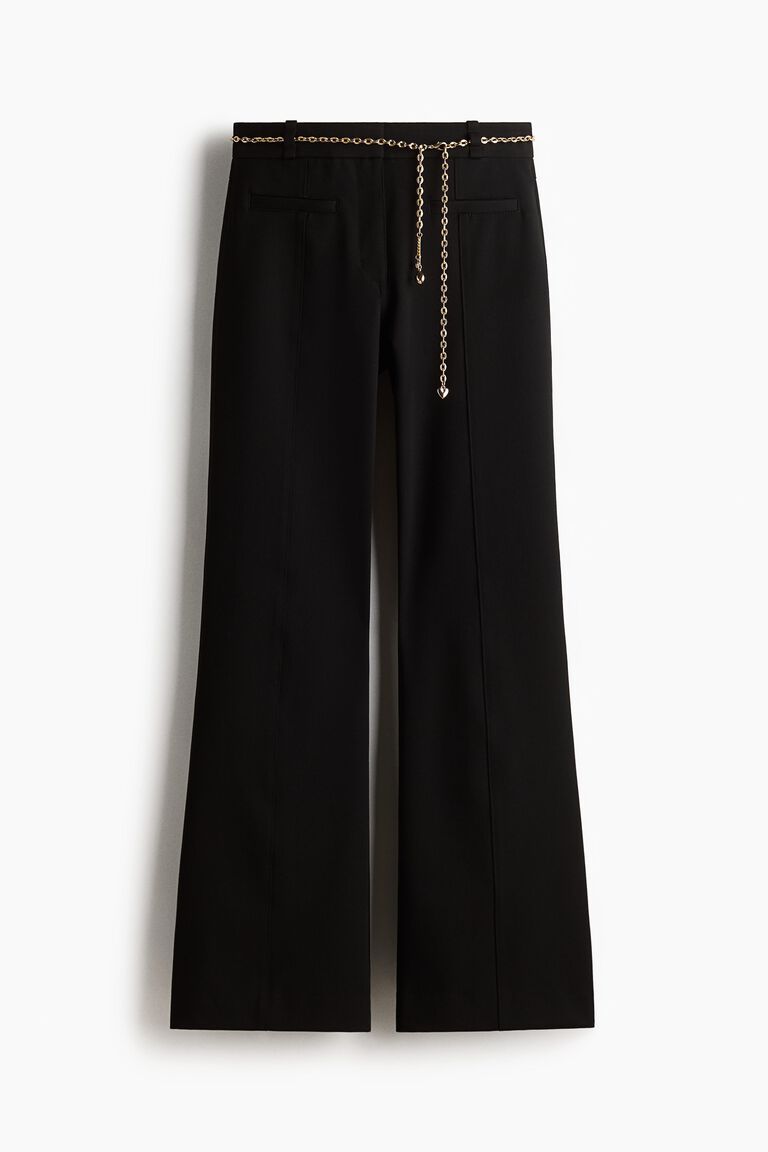 Chain-belt flared trousers