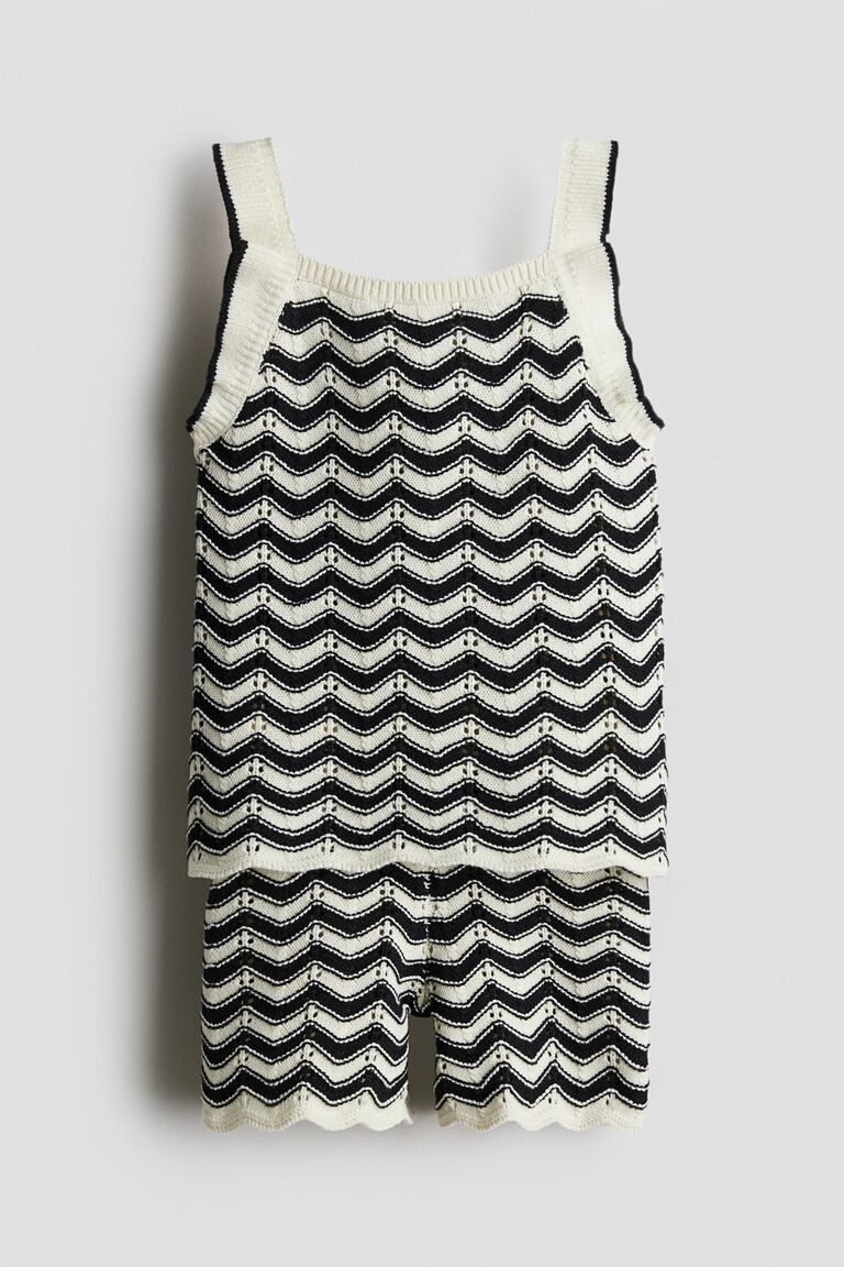 2-piece cotton pointelle-knit set