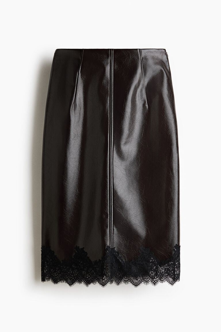 Coated pencil skirt