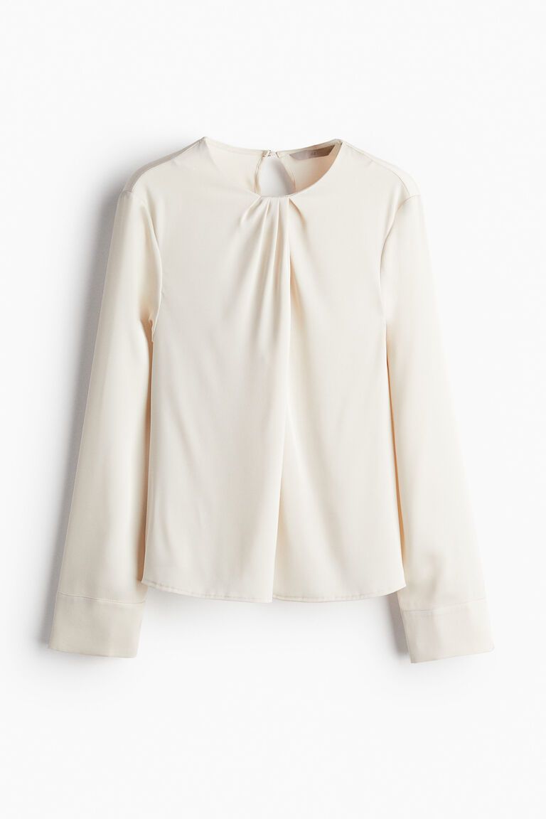 Pleat-detail satin blouse