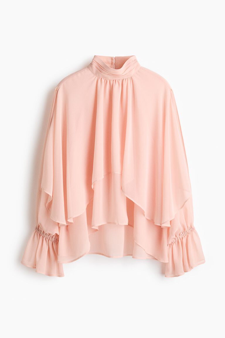 Flounced cape-detail blouse