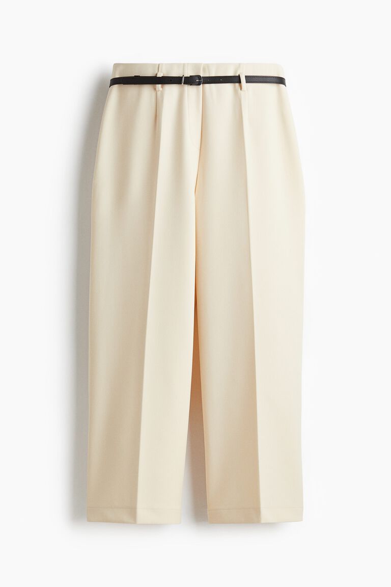 Belted ankle-length trousers