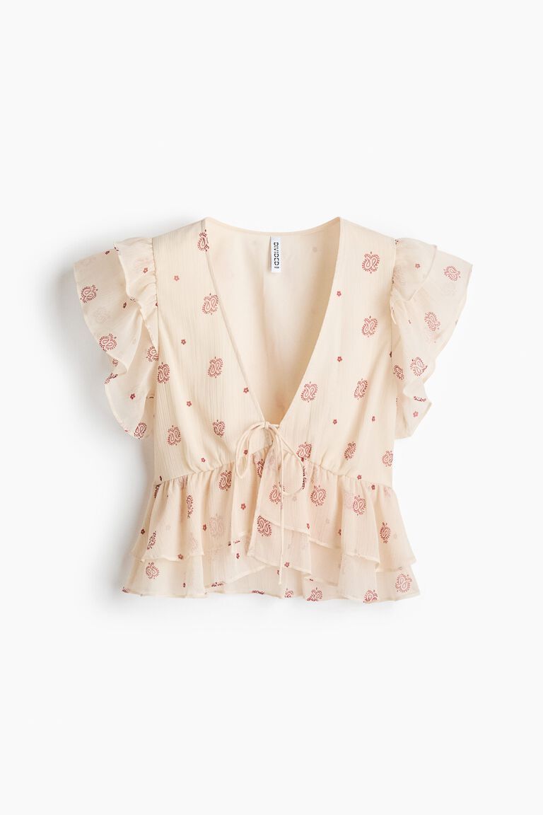 Frill-trimmed chiffon top