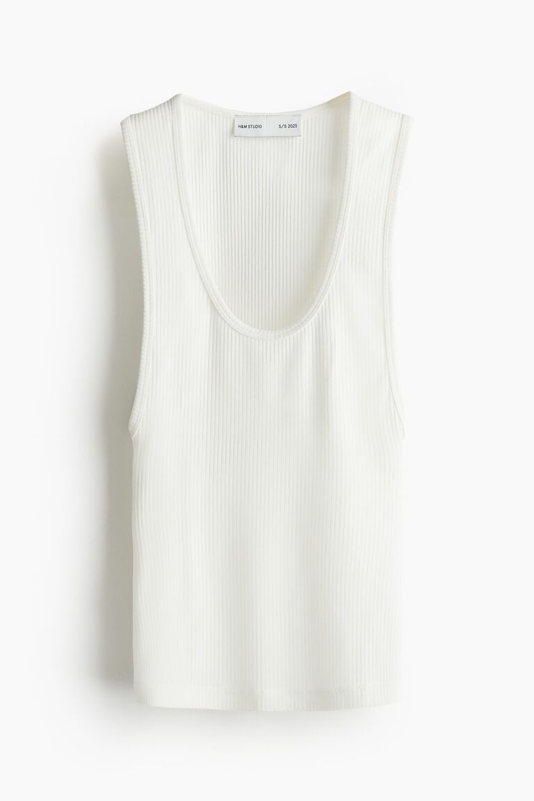 Ribbed viscose vest top