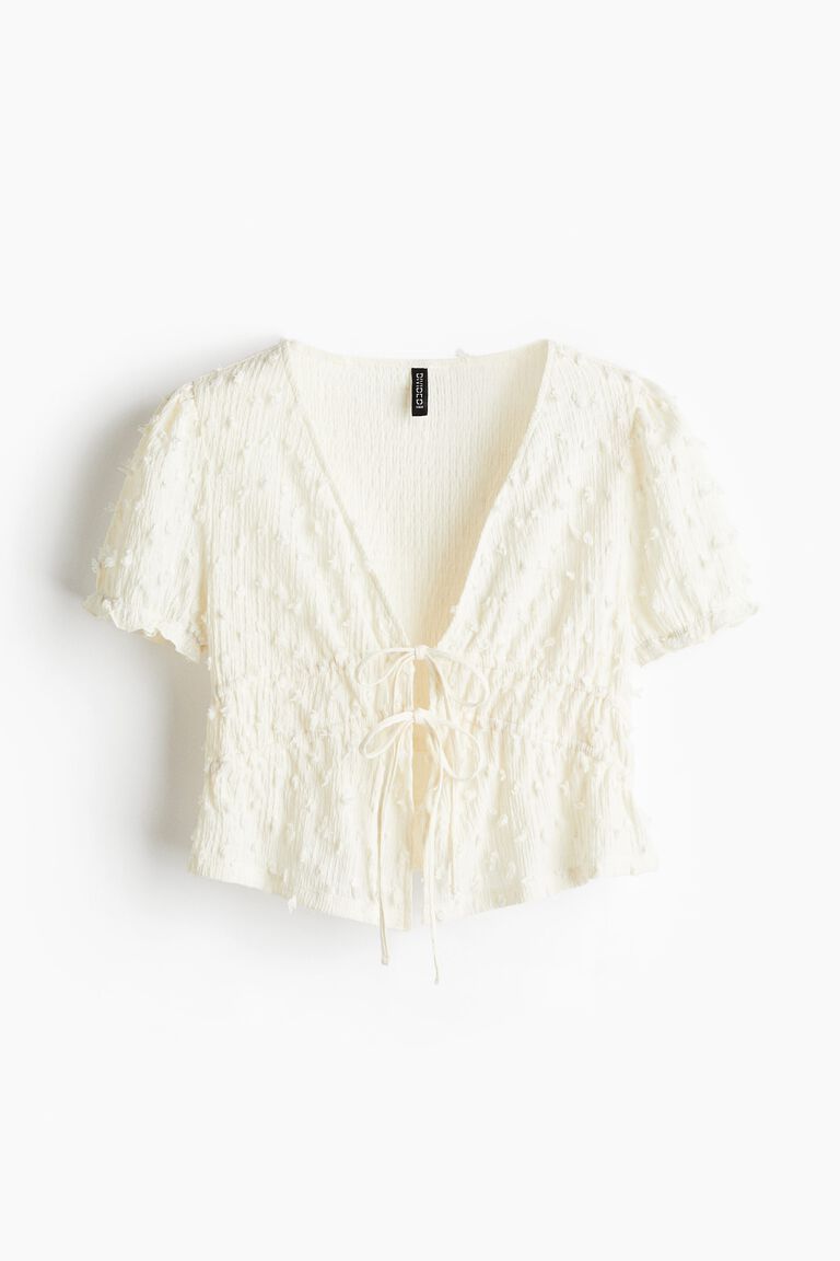 Plumeti tie-front top